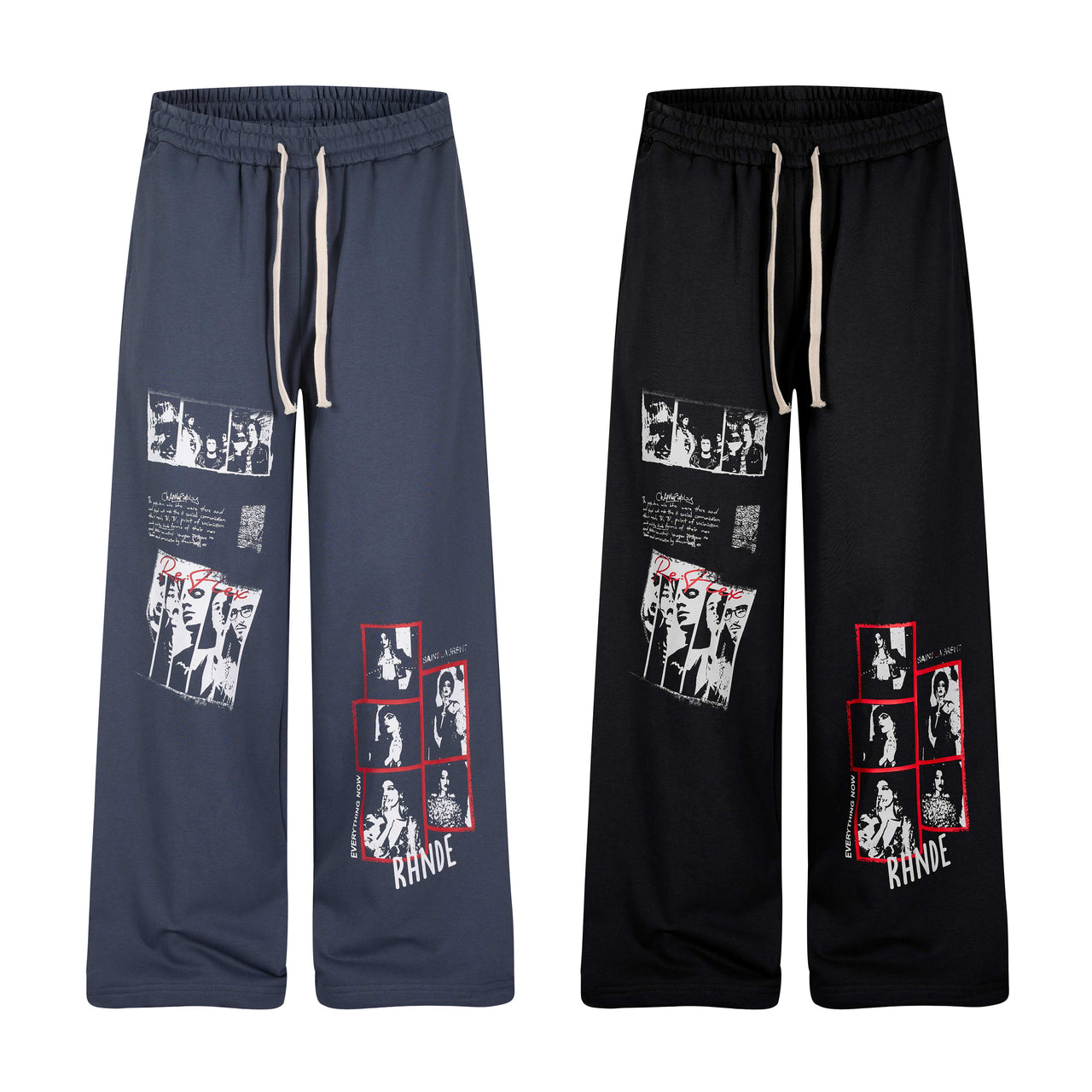 Omirad Photo Collage Wide-Leg Sweatpants