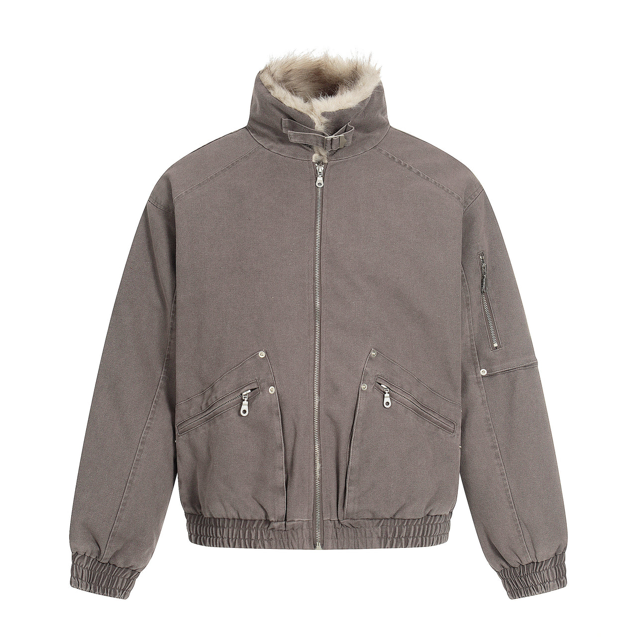 High-Street Faux-Fur Collar Utility Padded Jacket