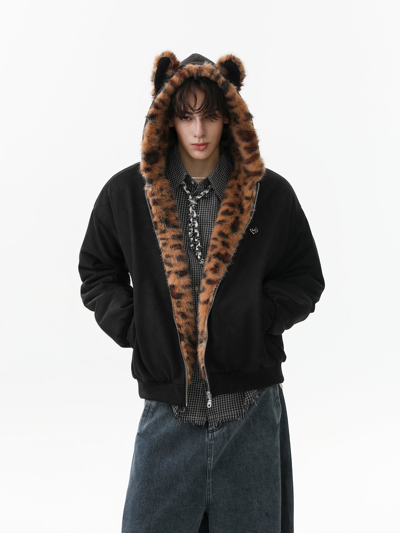 Omirad Faux Fur-Lined Leopard Hood Jacket