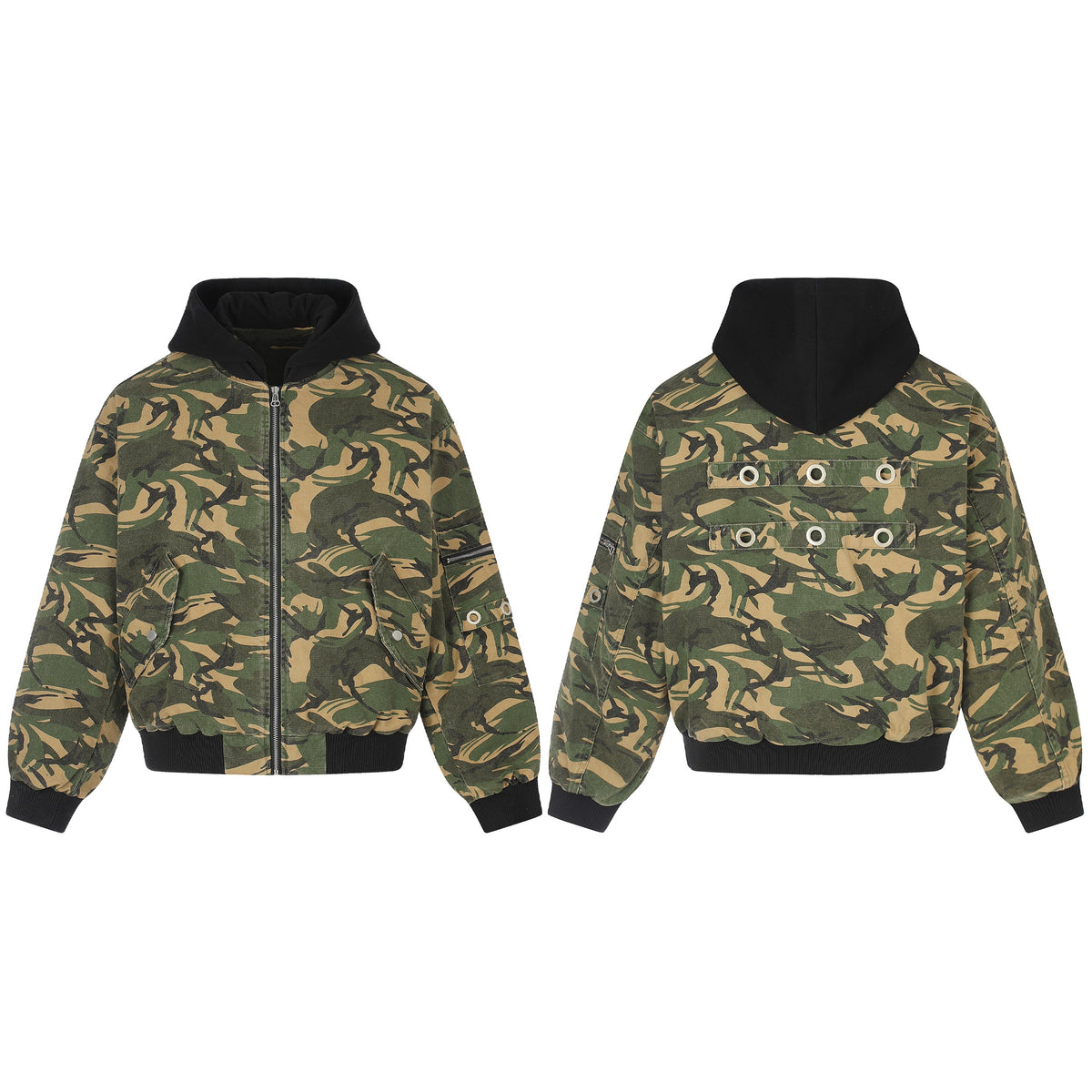 Omirad Camo Hooded Bomber Jacket