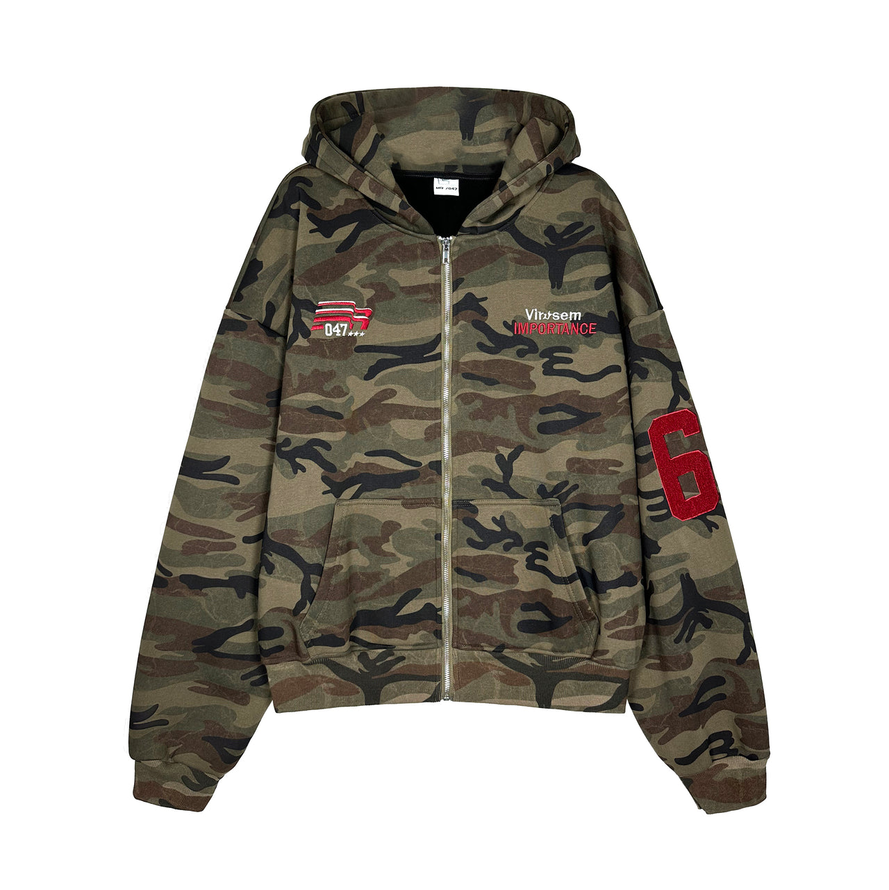 American Streetwear Camouflage Zip-Up Hoodie