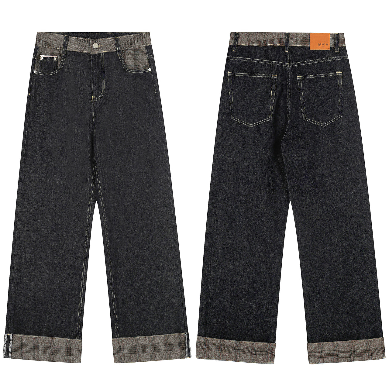 American Streetwear Straight Leg Raw Denim Jeans