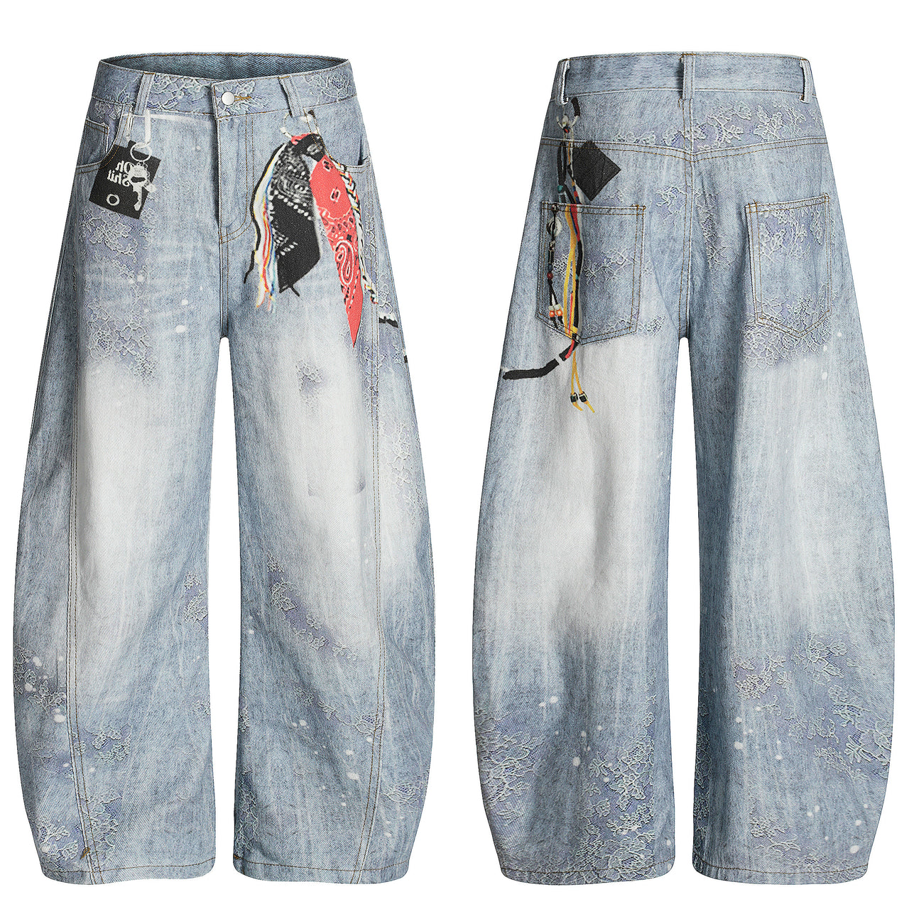 American Vintage Digital Print Curved Blade Jeans