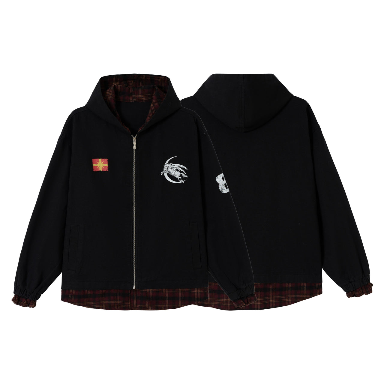 Omirad Plaid-Lined Zip Hoodie