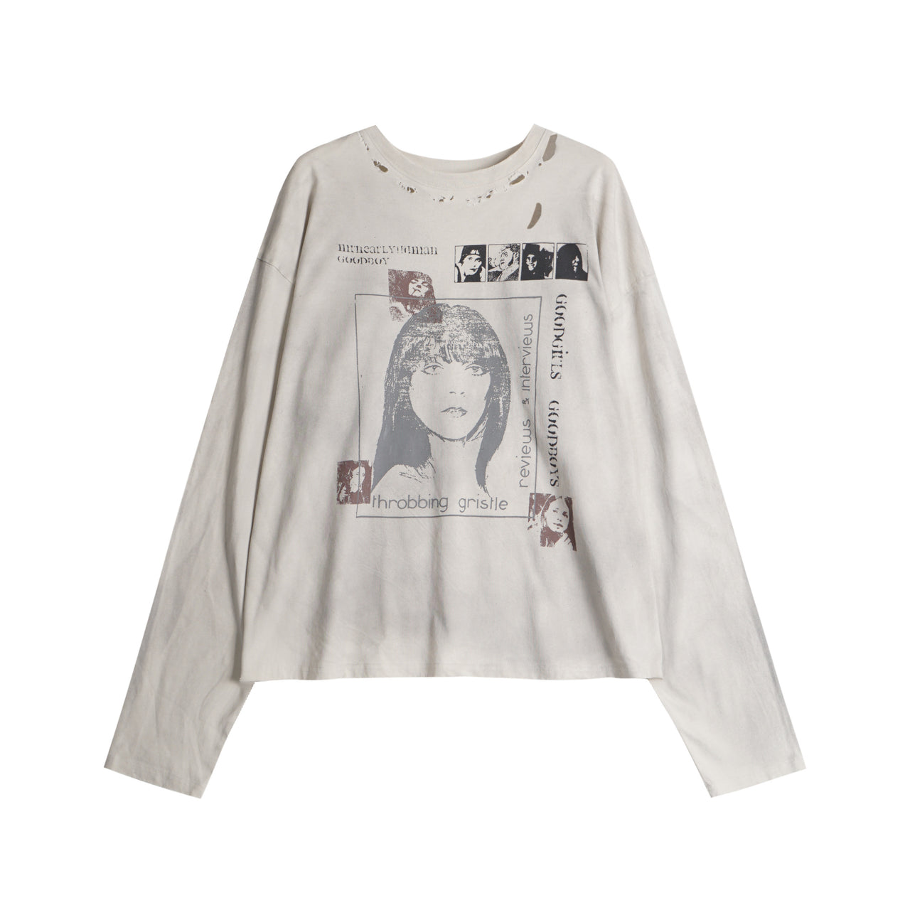 American Vintage Portrait Printed Distressed Sweatshirt