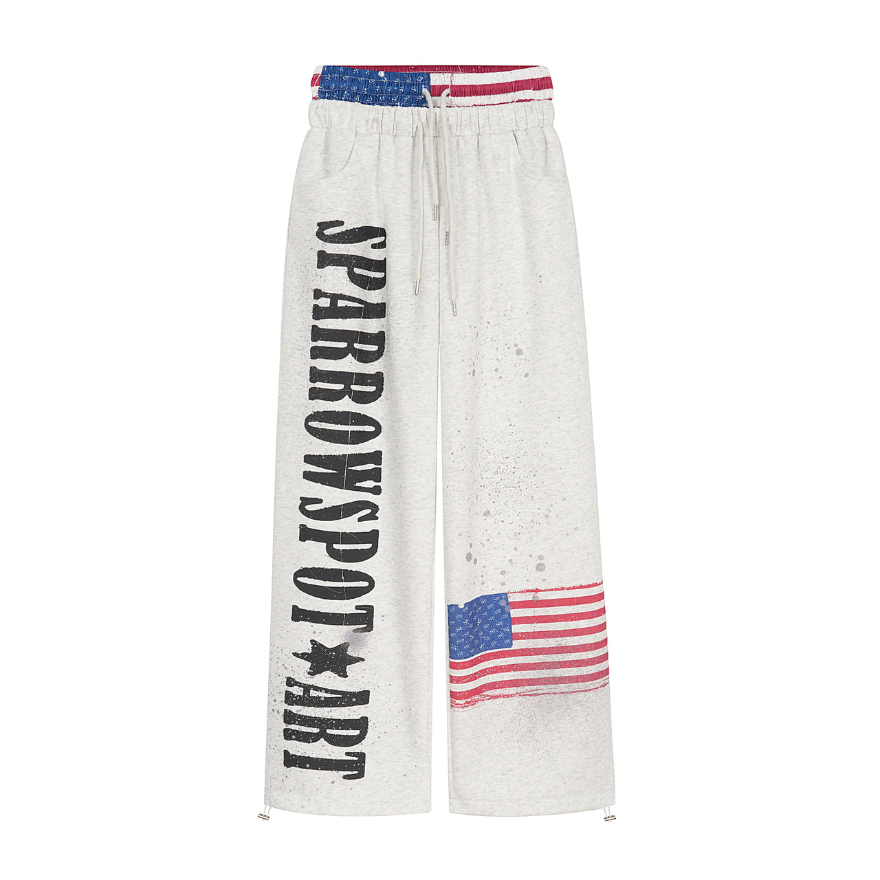 Vintage Letter Flag Print Casual Pants