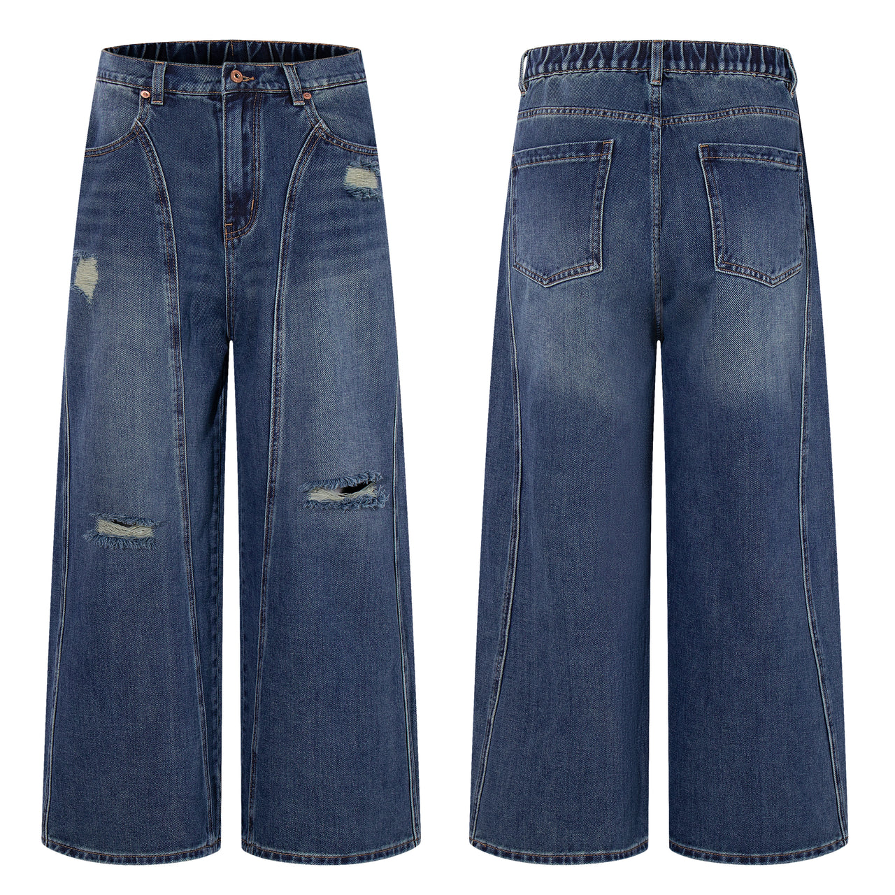 American High Street Distressed Patchwork Jeans