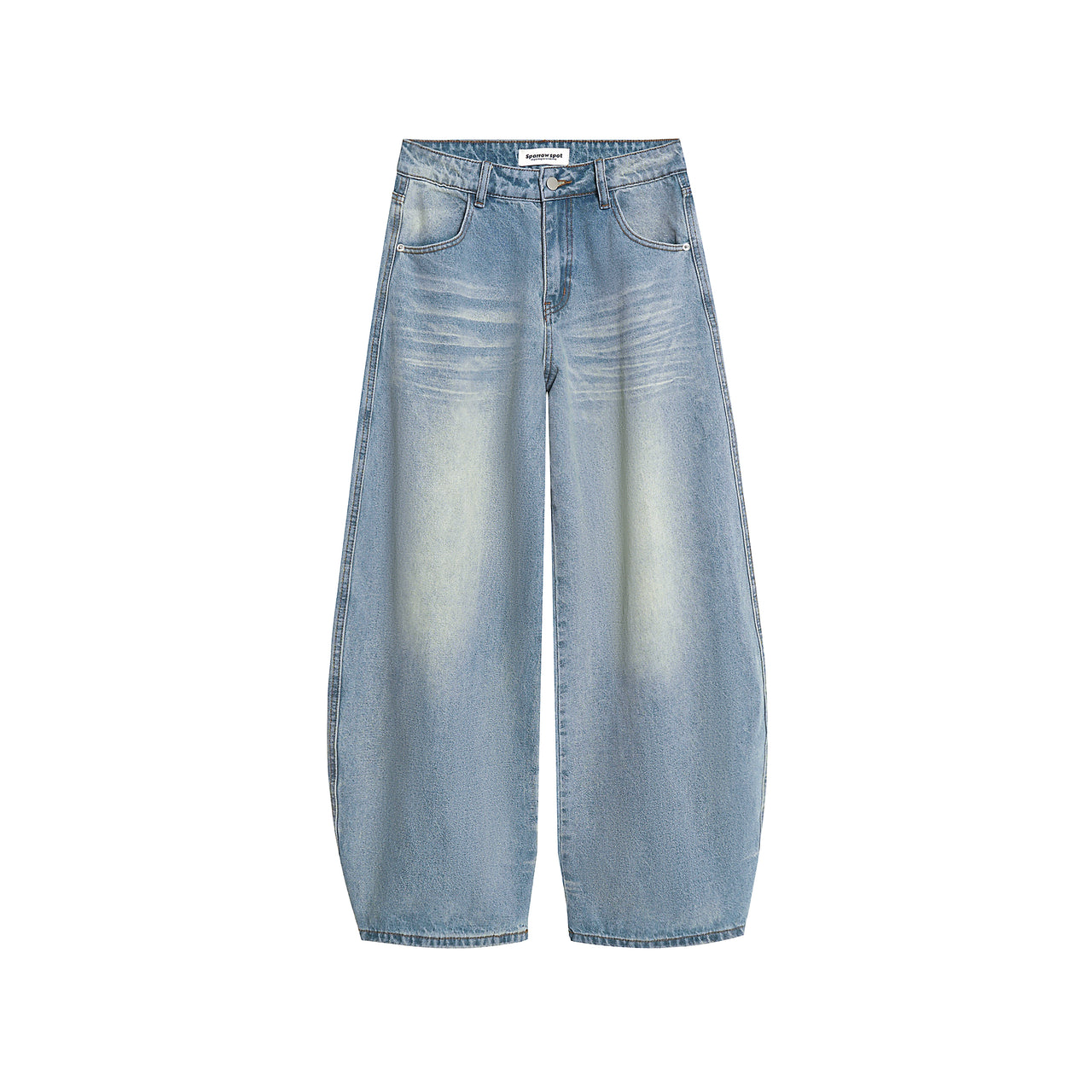 American Streetwear Whisker-Wash Pleated Denim Jeans