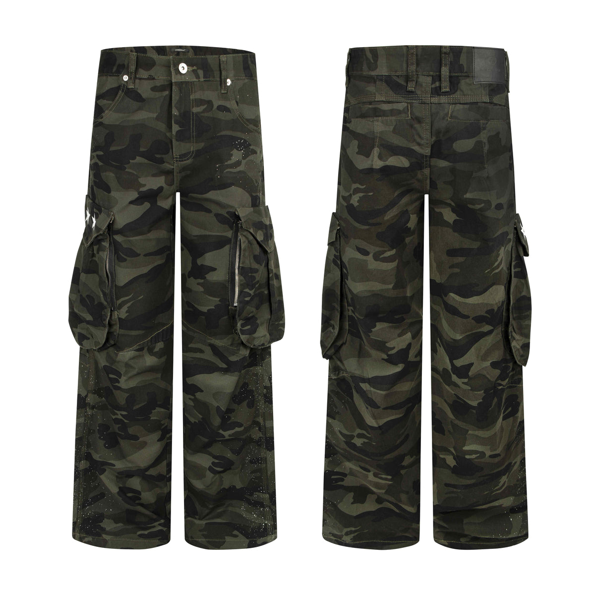 Omirad Camo Zip-Pocket Wide-Leg Cargo Pants