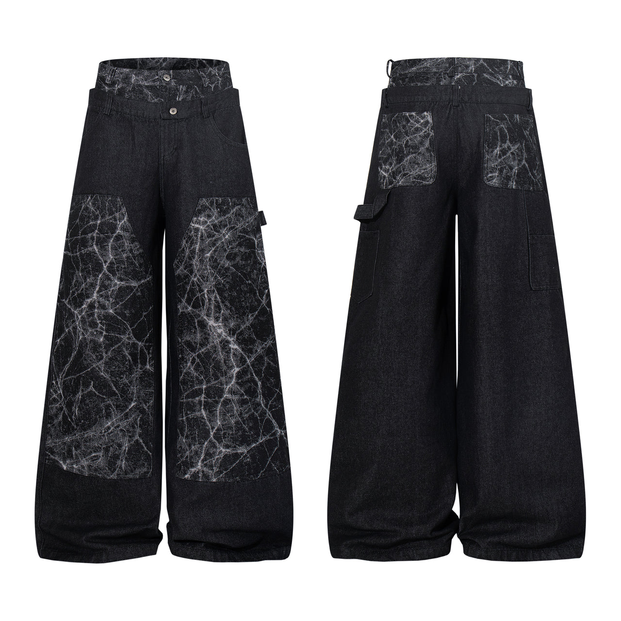 Omirad Cracked Panel Wide-Leg Pants