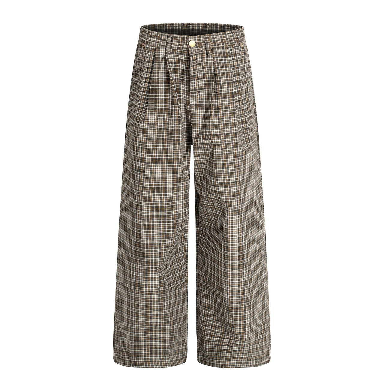 Vintage Plaid Pleated Casual Pants
