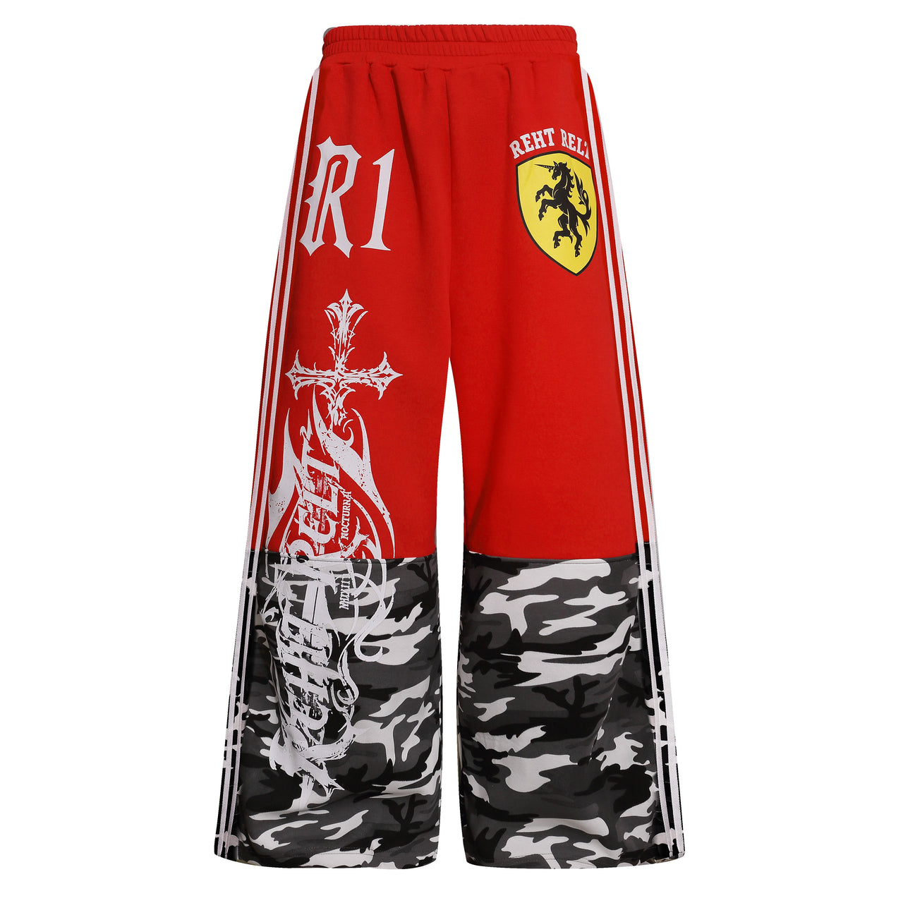 Omirad Camo Panel Crest Wide-Leg Pants
