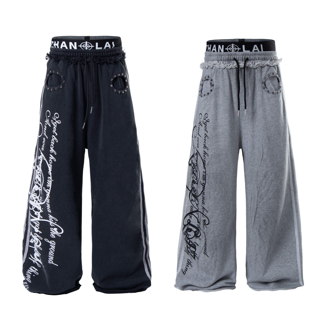 Omirad Script Graffiti Wide-Leg Sweatpants