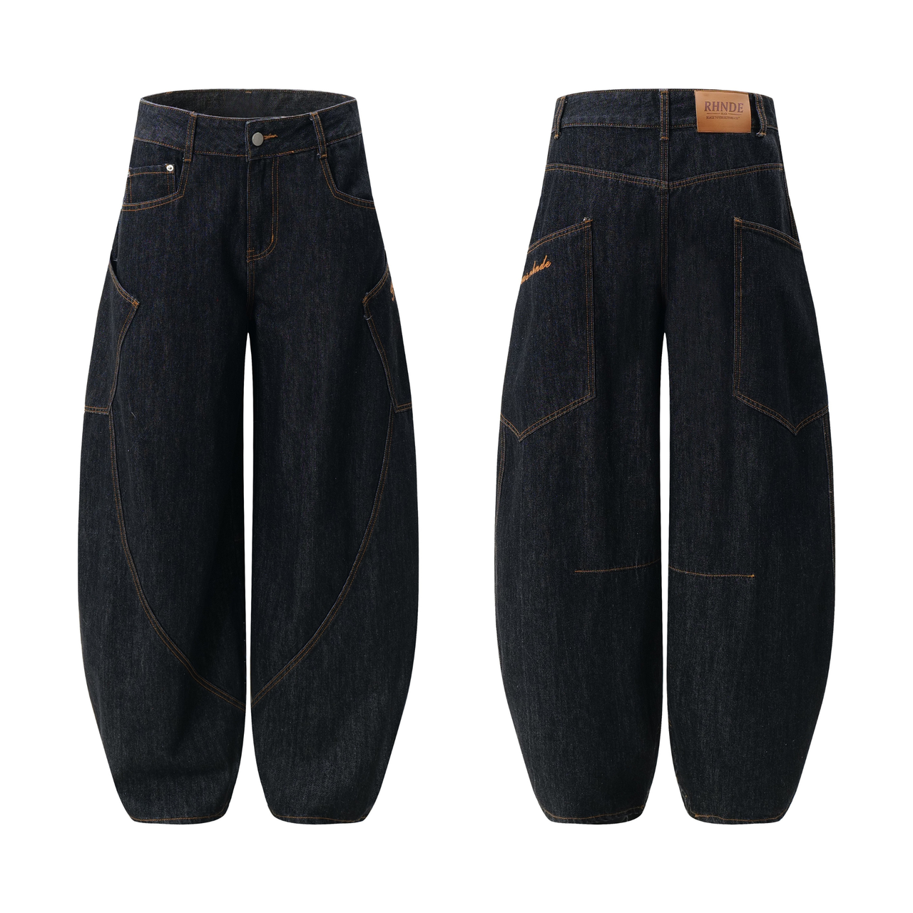 Omirad Dark Wash Curved Balloon Denim