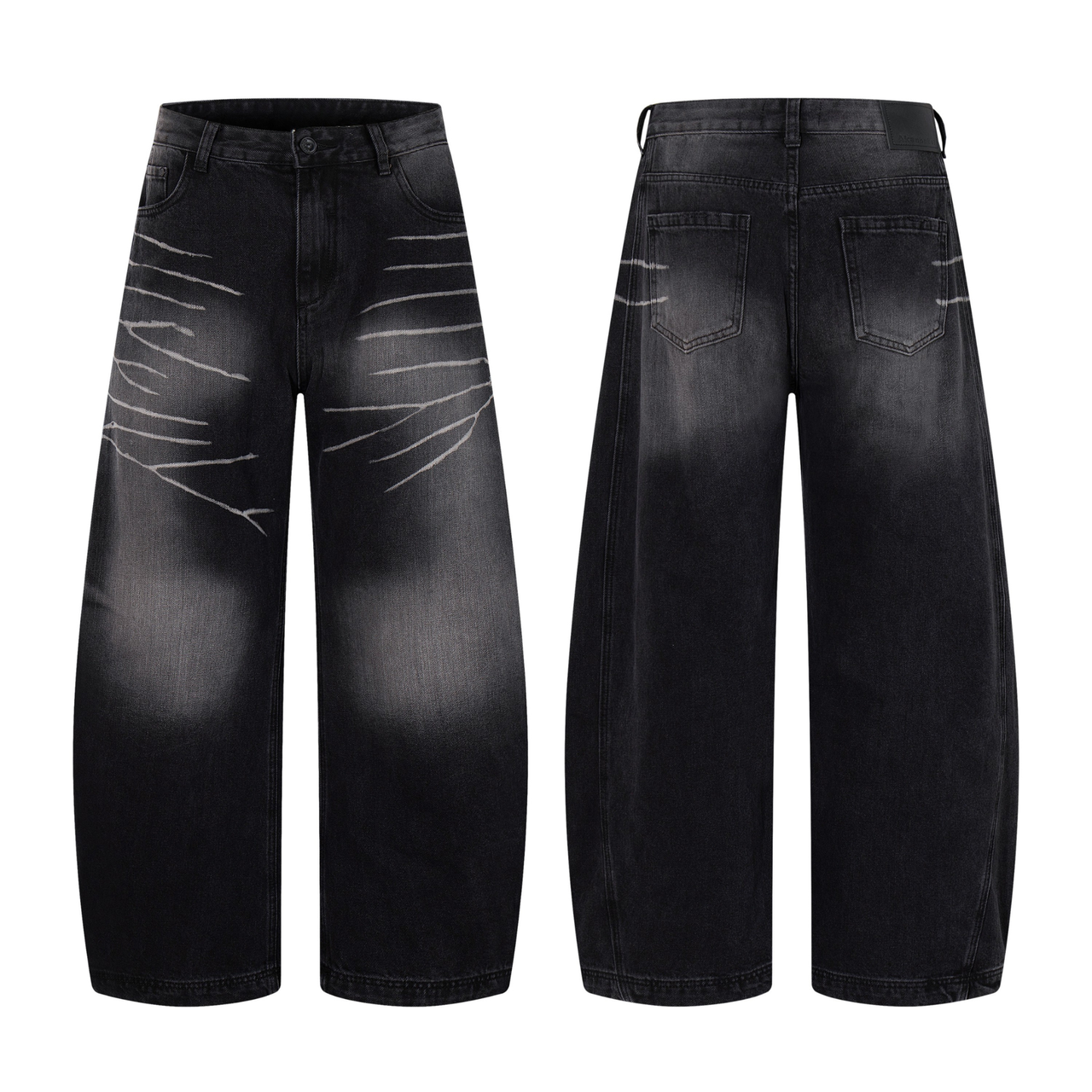 Omirad Scratch Fade Wide-Leg Jeans