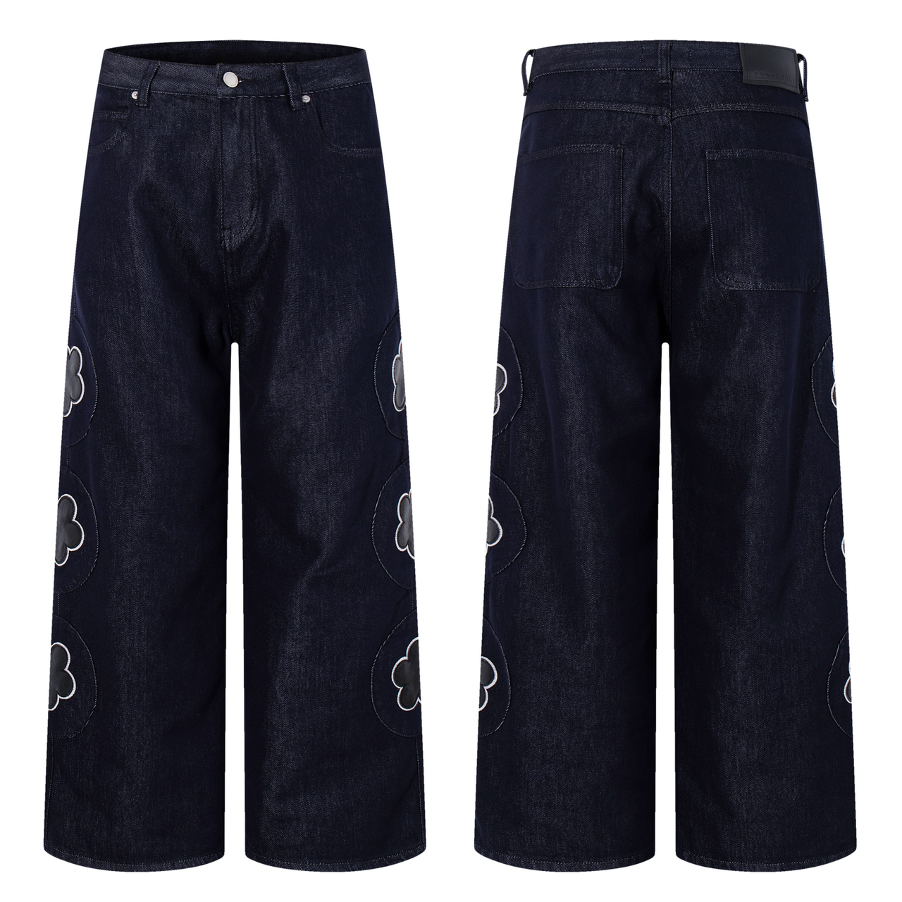 Omirad Floral Patch Wide-Leg Denim
