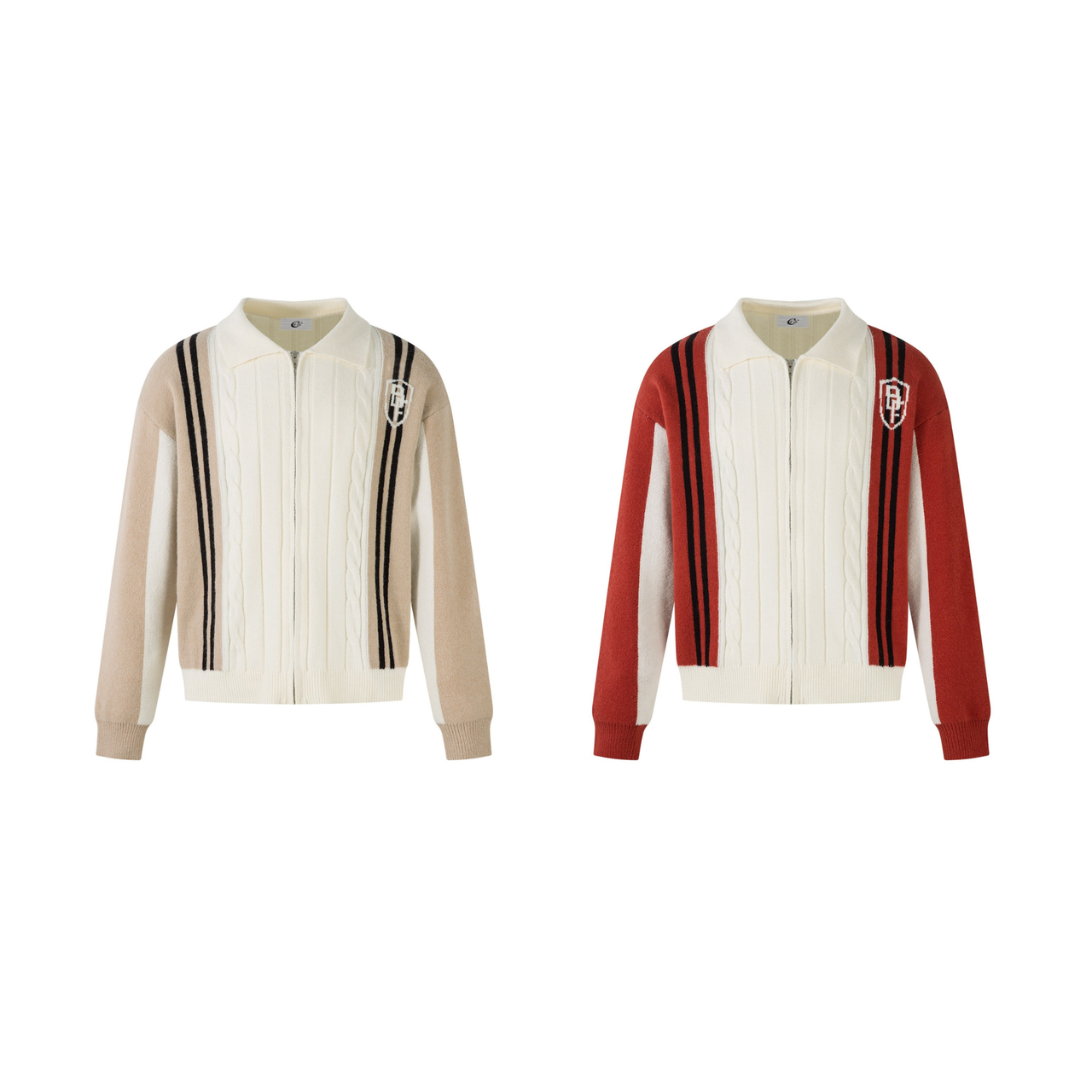 Omirad Retro Stripe Knit Zip Jacket