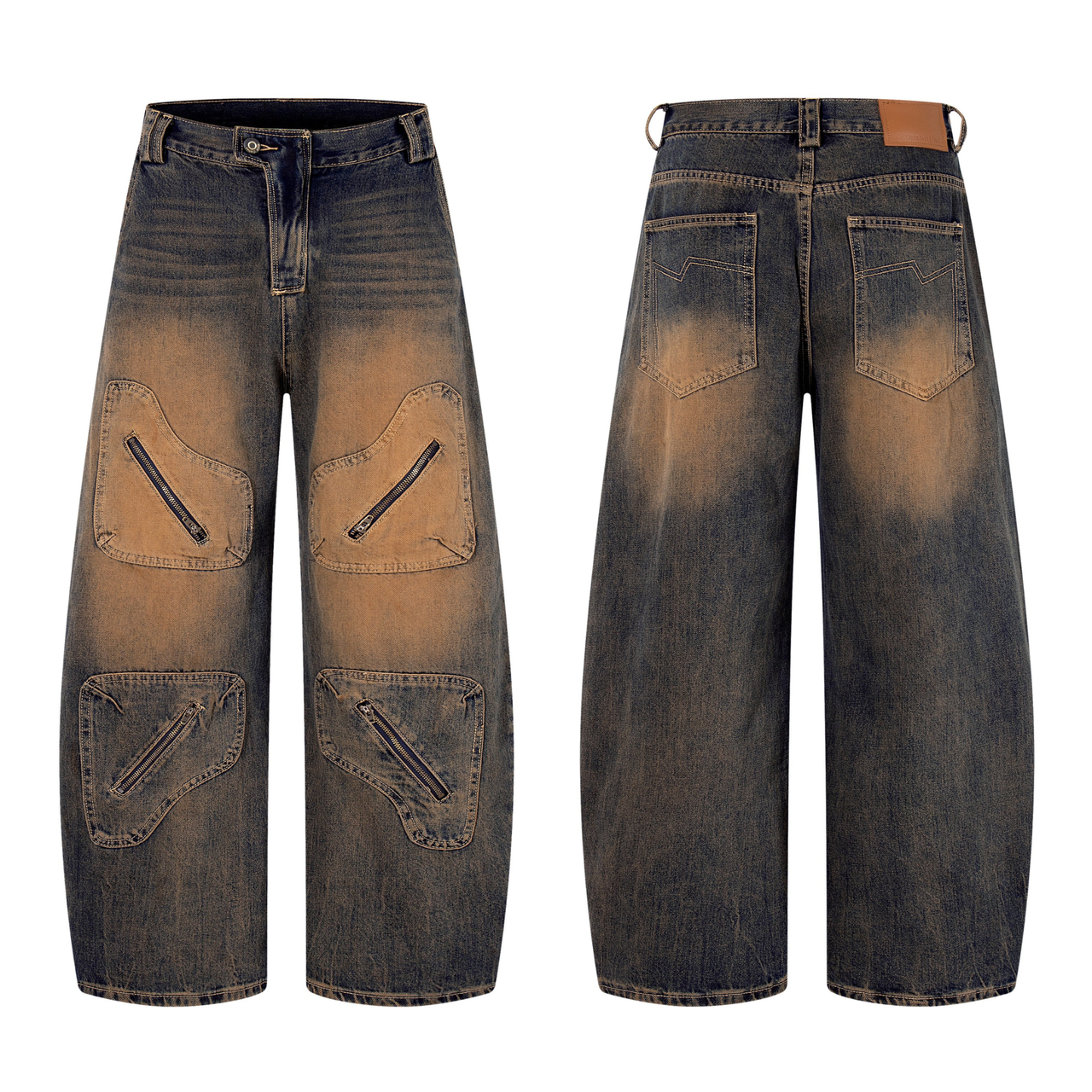 Omirad Sand-Fade Utility Wide-Leg Jeans