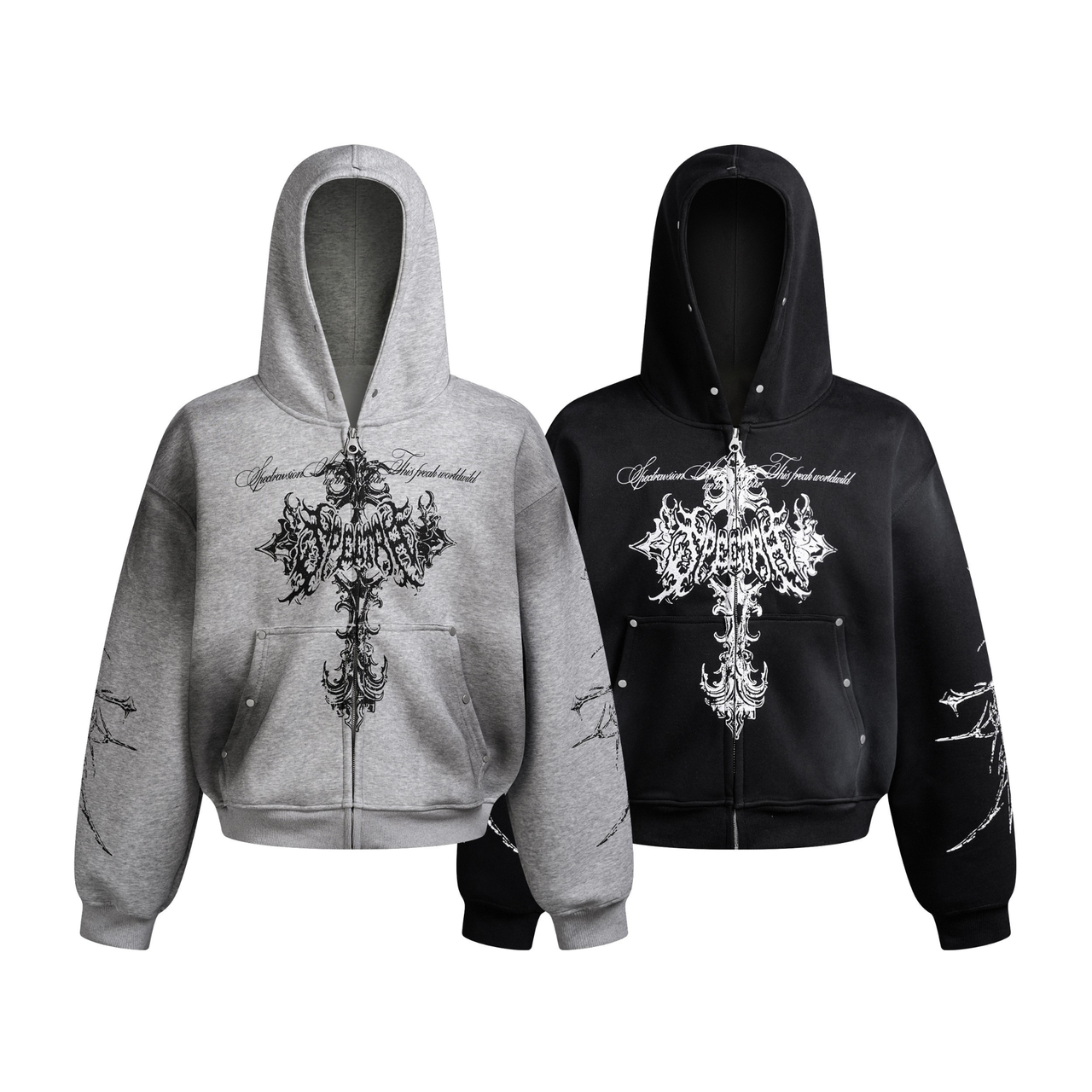 Omirad Gothic Cross Zip Hoodie