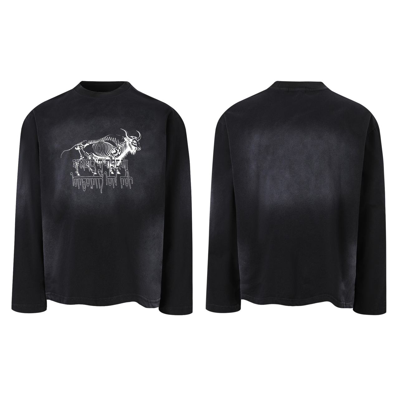 Omirad Skeleton Bull Gradient Long-Sleeve Tee