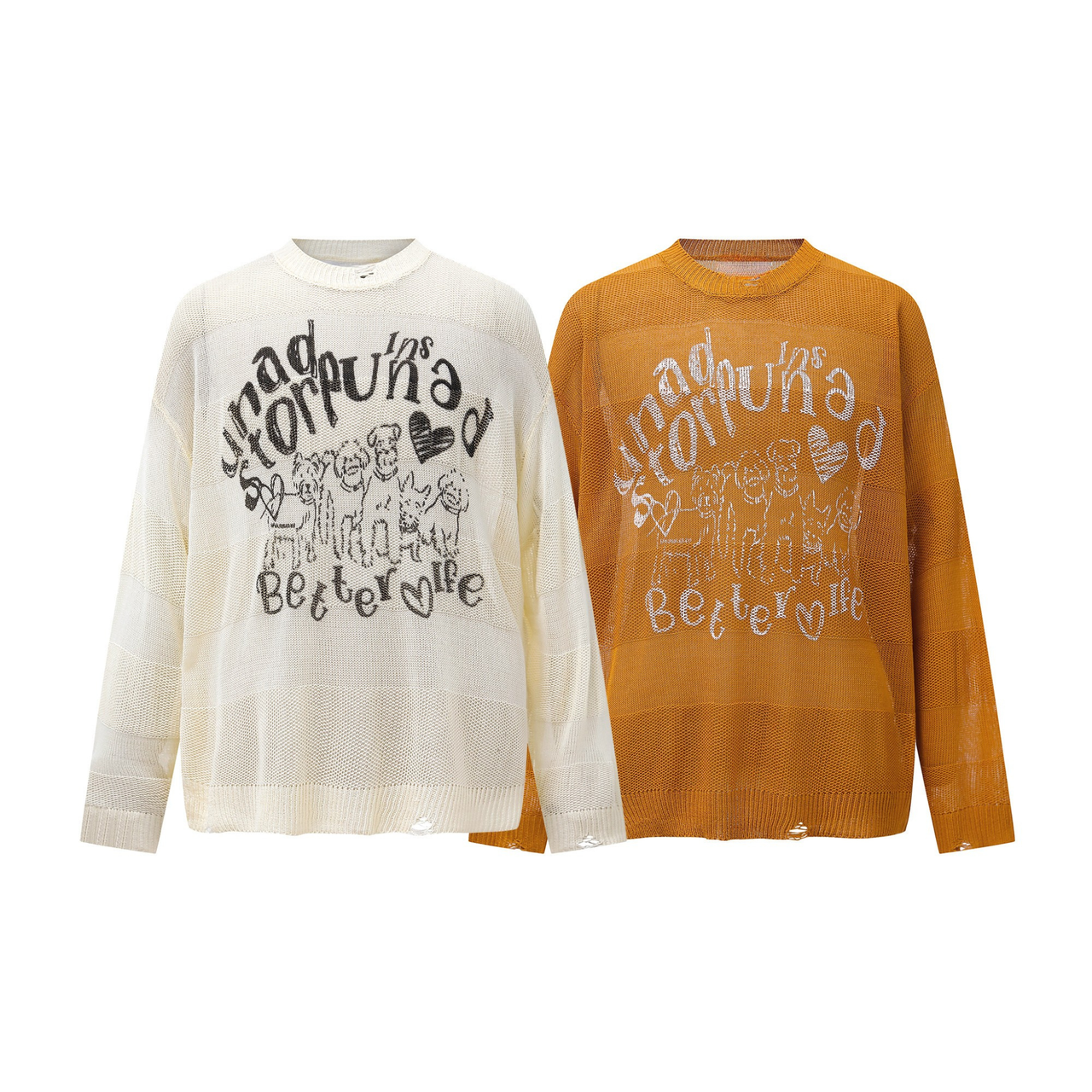 Omirad Graphic Mesh Knit Sweater