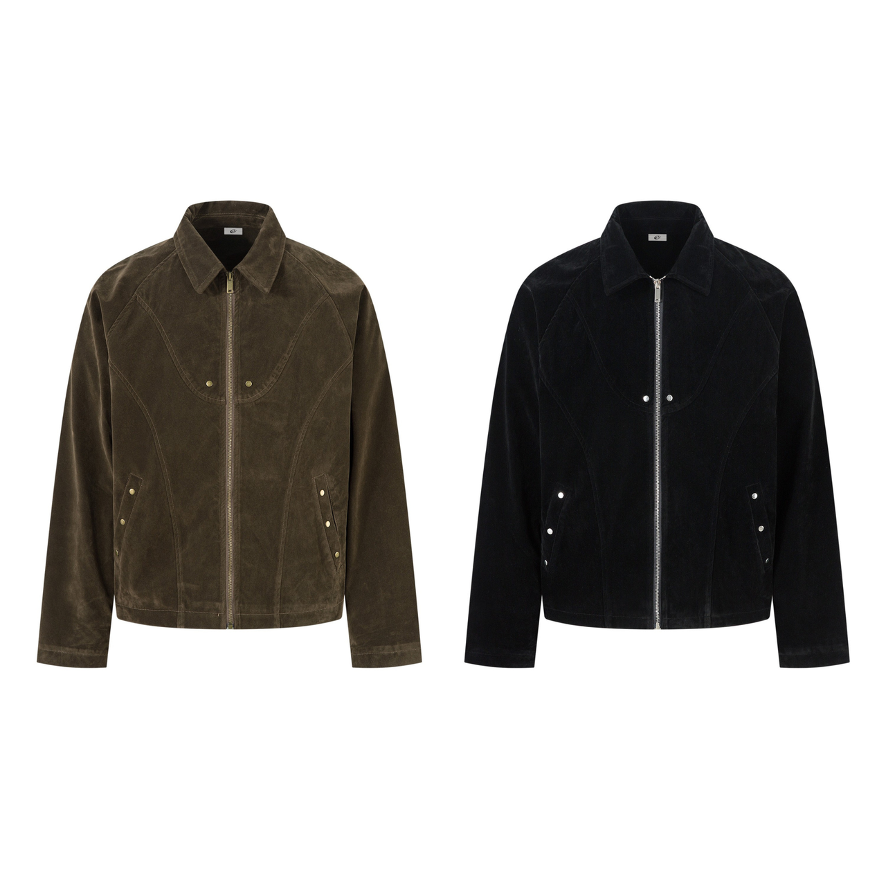 Omirad Suede-Texture Arc Panel Jacket