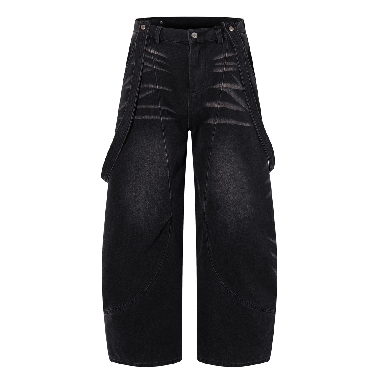 Omirad Strap-Detail Washed Wide-Leg Jeans