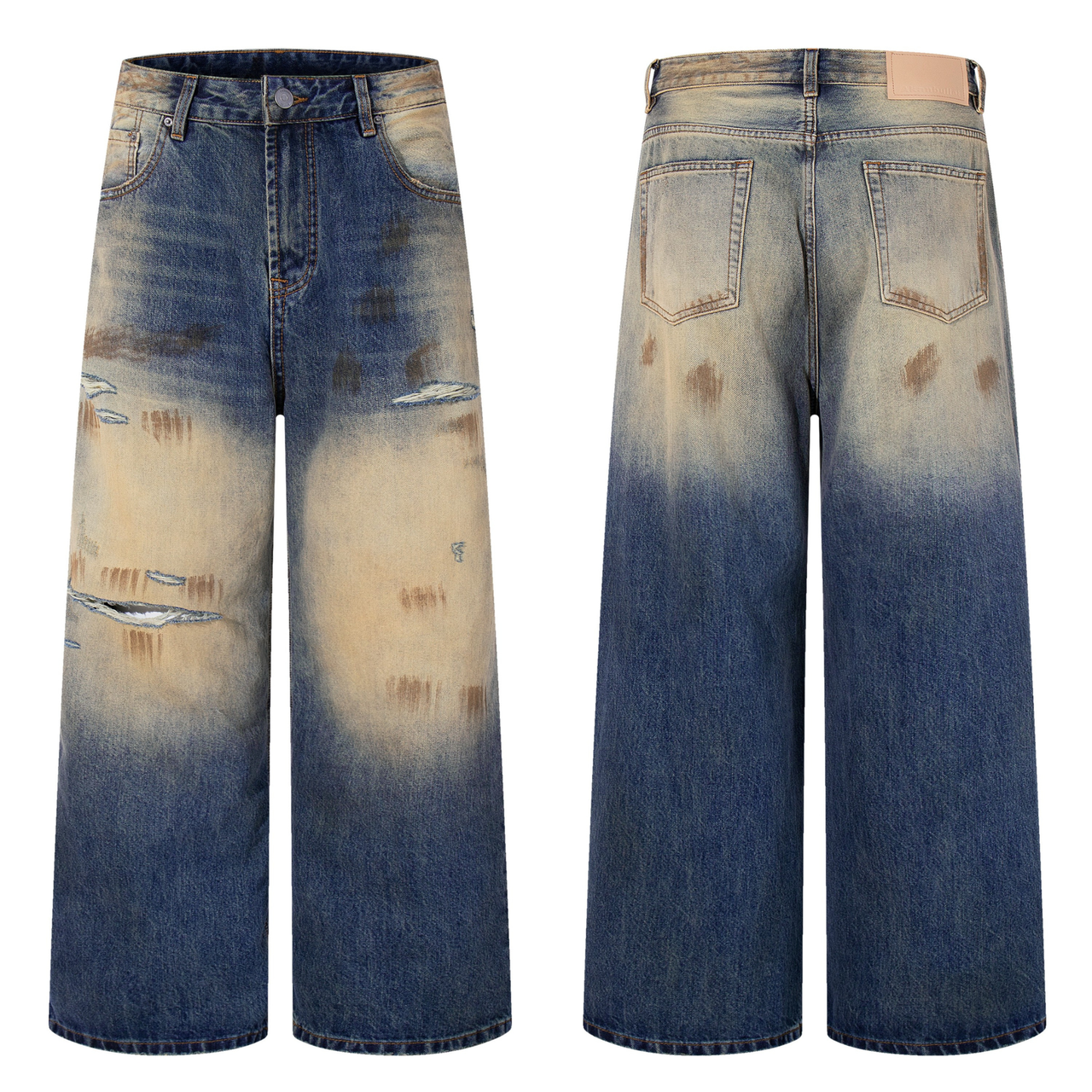 Omirad Destroyed Gradient Wide-Leg Jeans