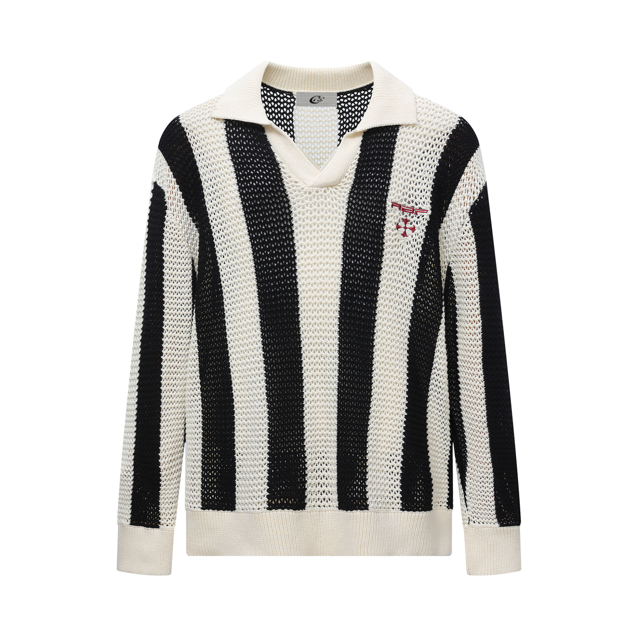 Omirad Retro Mesh Knit Polo Sweater
