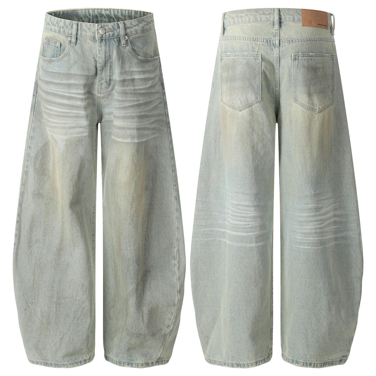 Omirad Washed Panel Wide-Leg Jeans