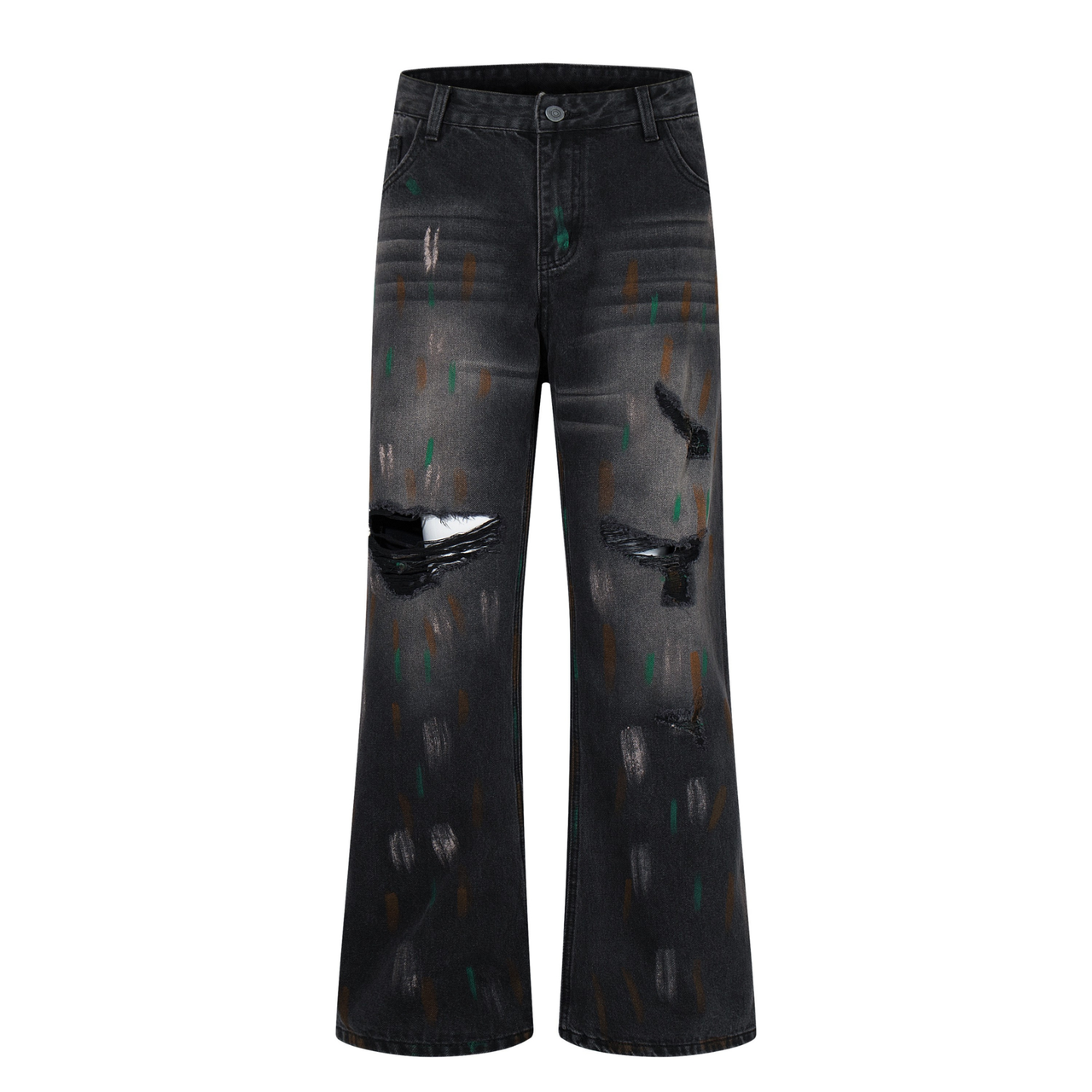 Omirad Painted Distressed Wide-Leg Jeans