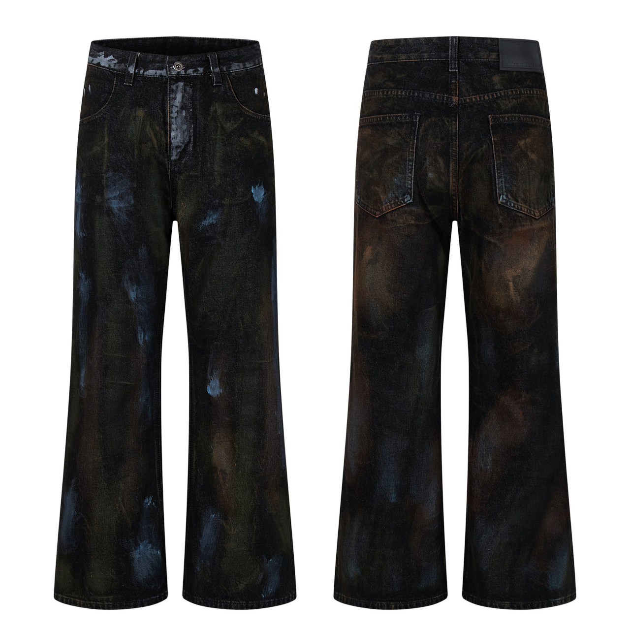 Omirad Hand-Painted Washed Wide-Leg Jeans
