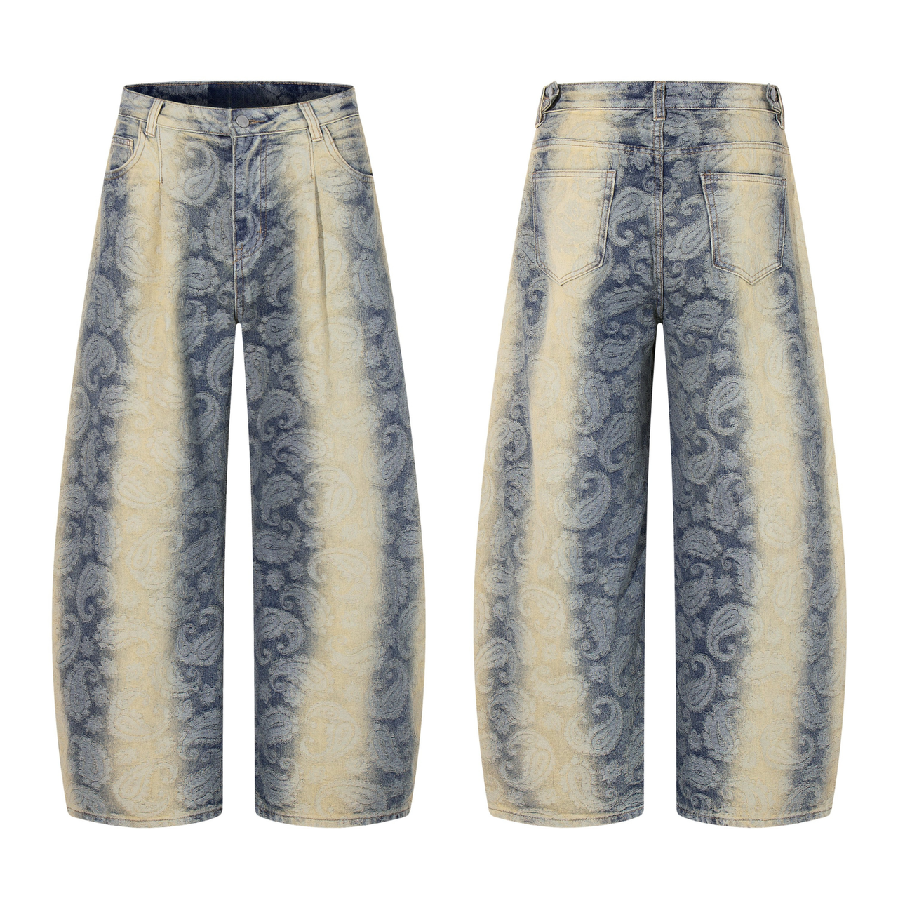 Omirad Paisley Spray-Fade Wide-Leg Jeans