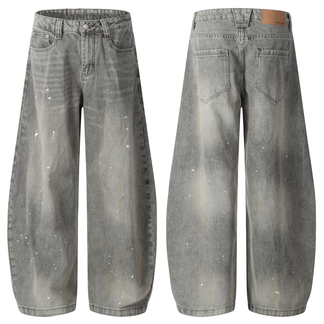 Omirad Paint-Splatter Barrel-Leg Jeans