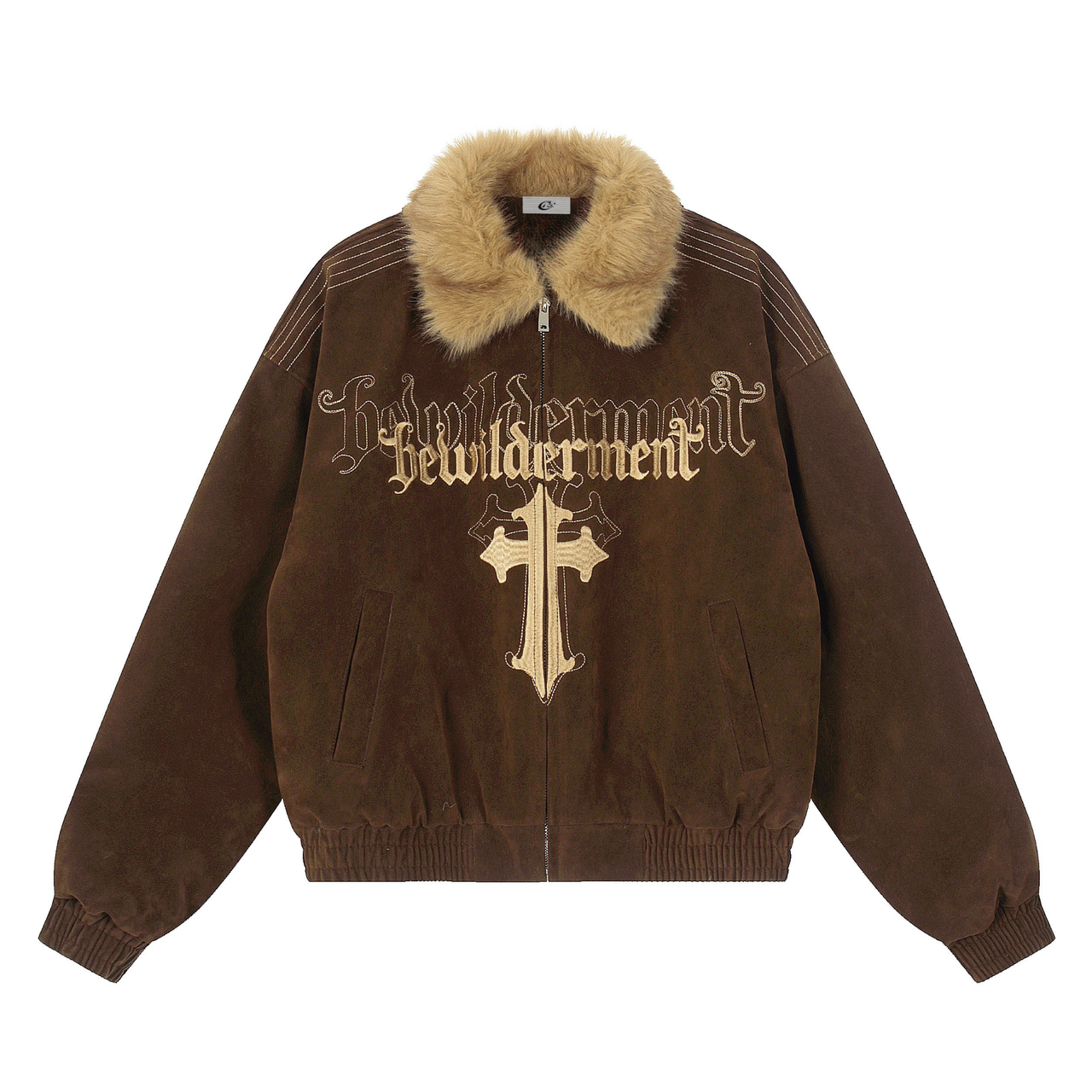 Omirad Gothic Cross Faux Fur Collar Jacket