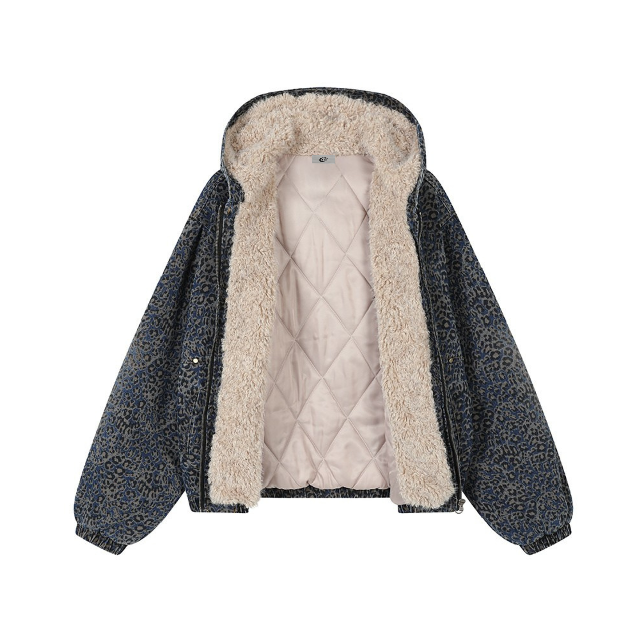 Omirad Leopard Sherpa-Lined Denim Jacket