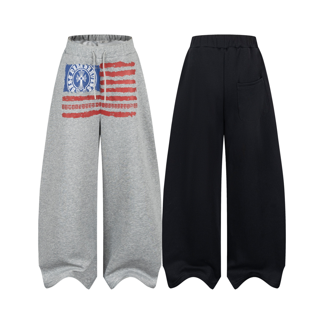 Omirad Flag Patch Wave-Hem Sweatpants