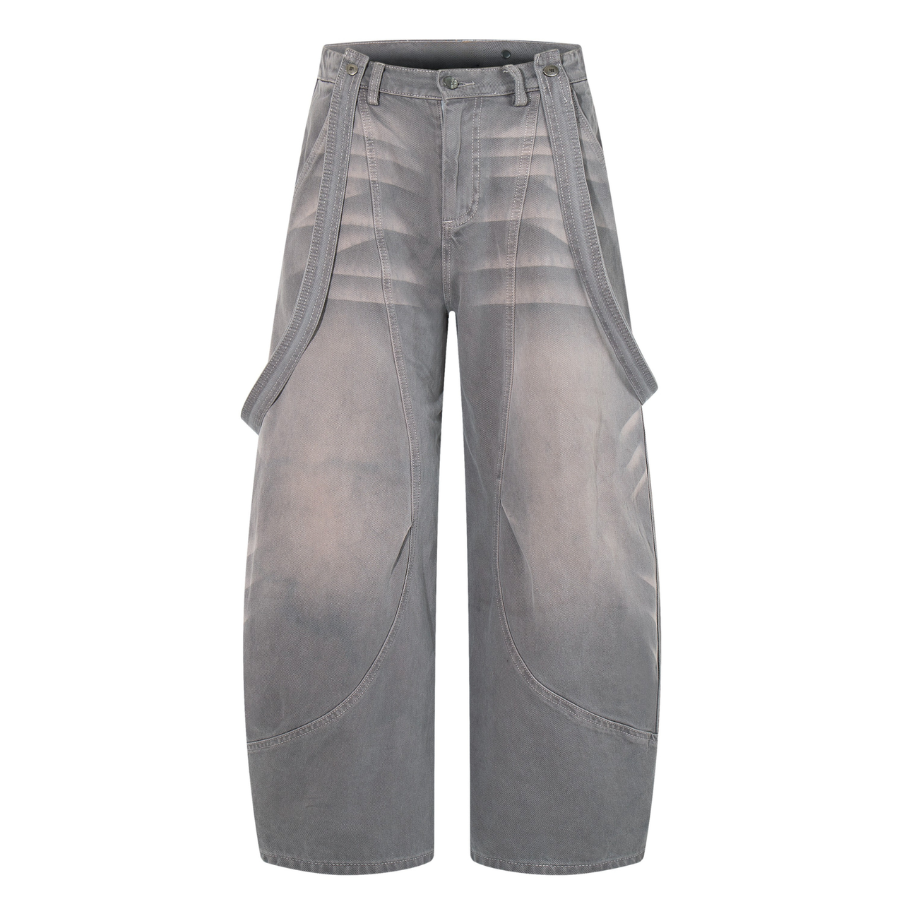 Omirad Strap-Detail Washed Wide-Leg Jeans