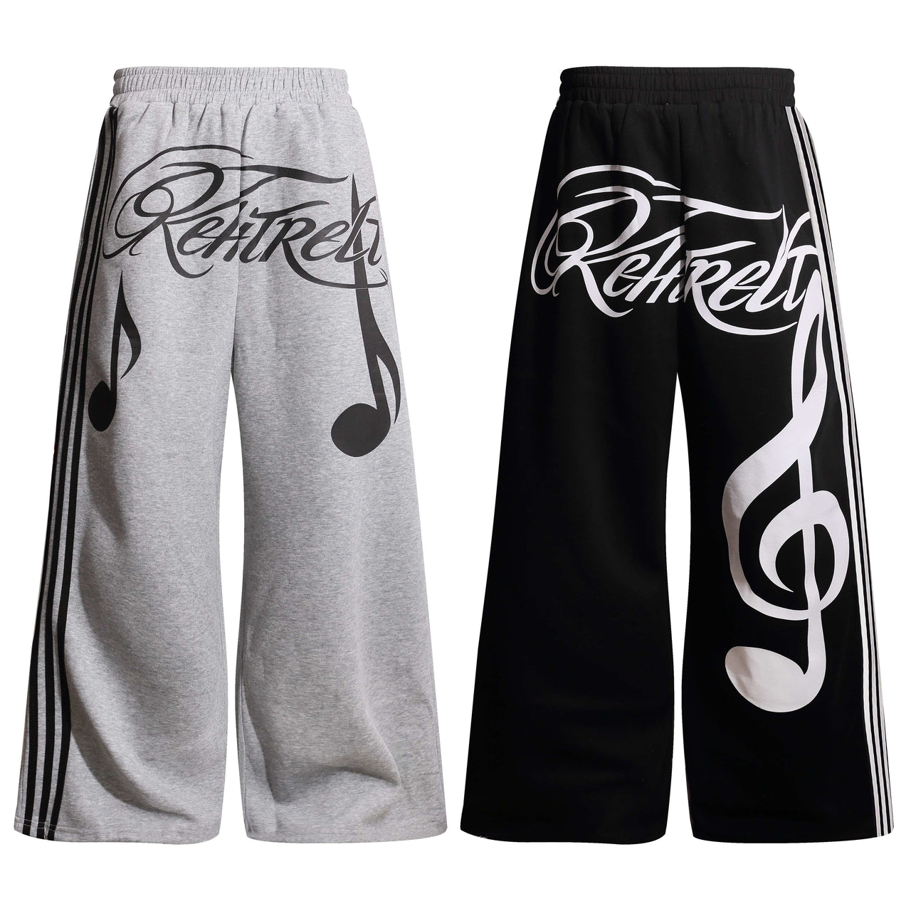 Omirad Music Note Side-Stripe Wide-Leg Sweatpants