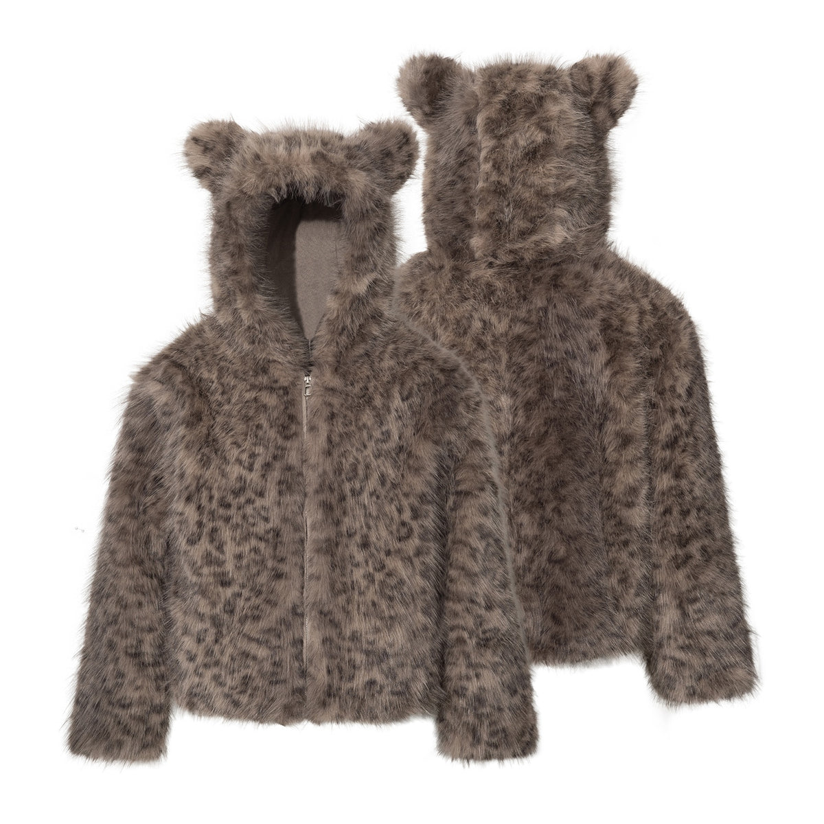 Omirad Faux Fur Animal Ear Hood Jacket