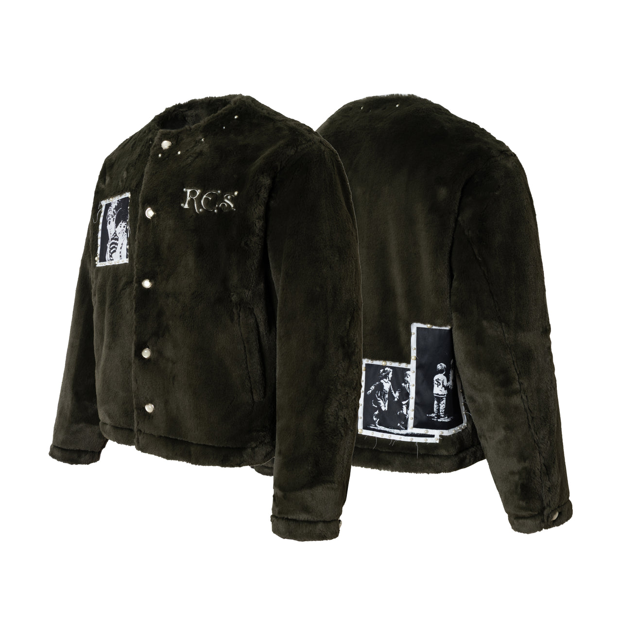 Omirad Faux Fur Patch Graphic Jacket