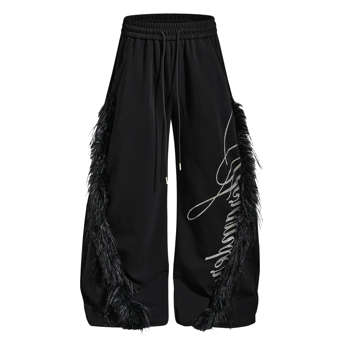 Omirad Fringe Panel Graphic Wide-Leg Sweatpants