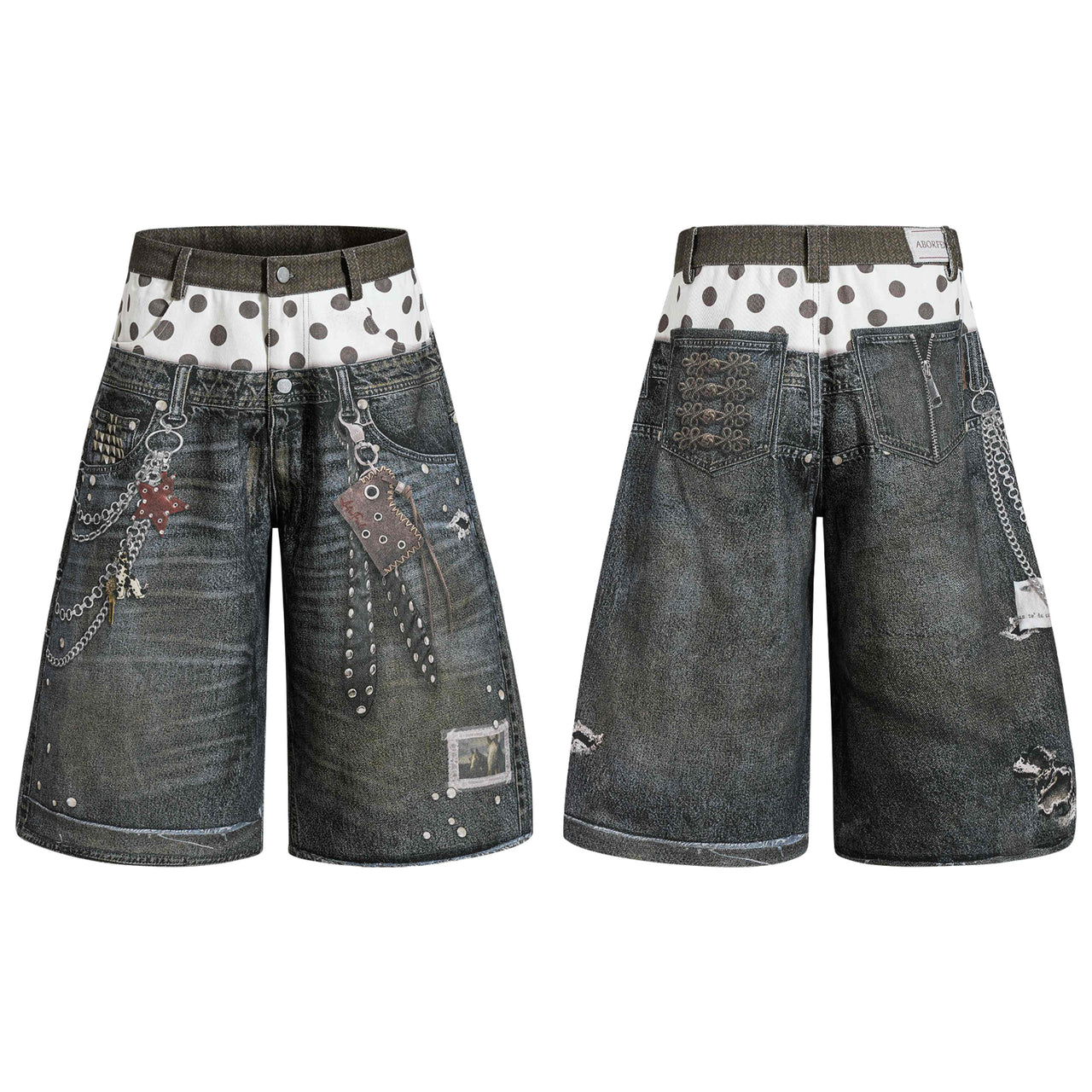 Omirad Layered Punk Denim Jorts