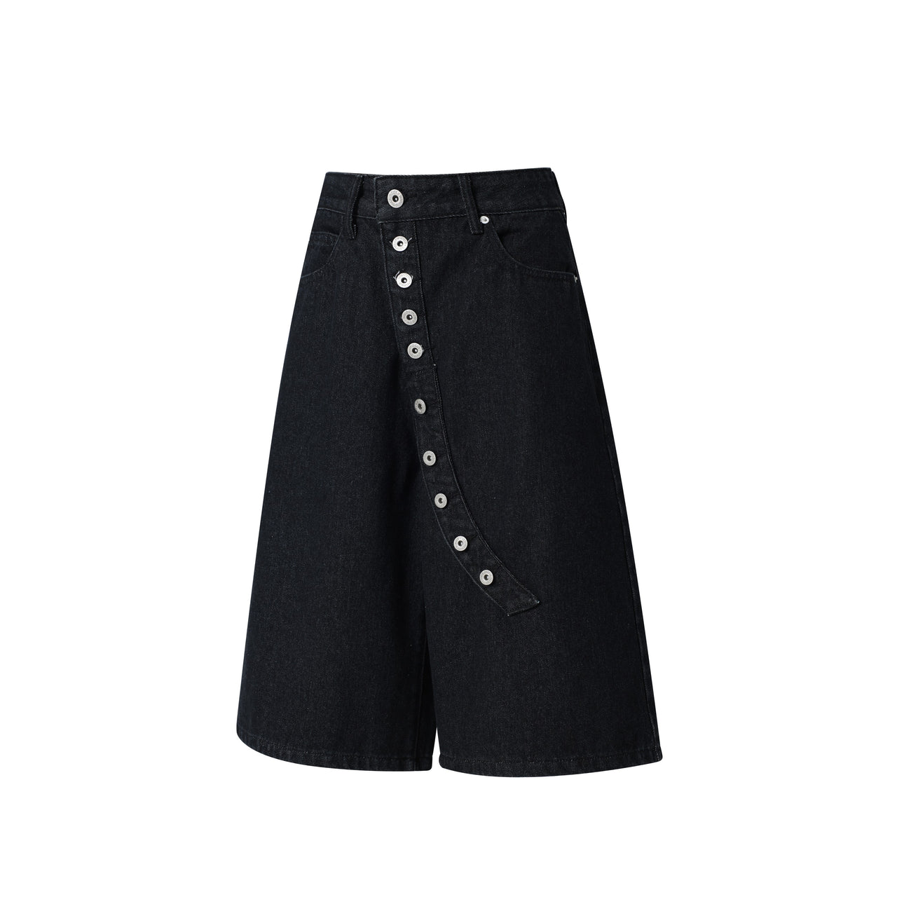 Omirad “Arc Button Wide Denim Shorts”