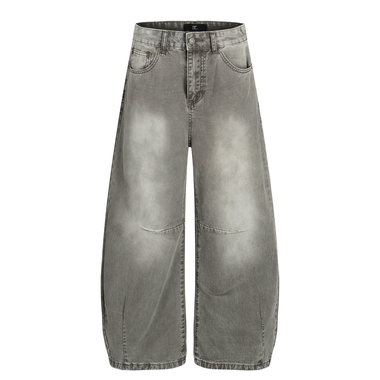 Streetwear Washed Curved-Leg Oversized Cargo Jeans