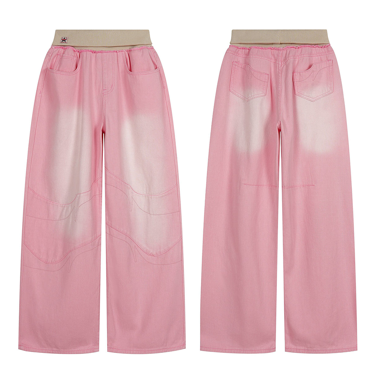 Omirad Pink Washed Wide-Leg Jeans