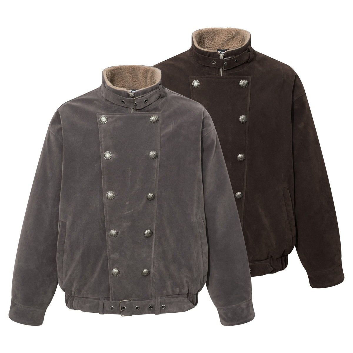 Omirad Washed Military Buckle Bomber Jacket