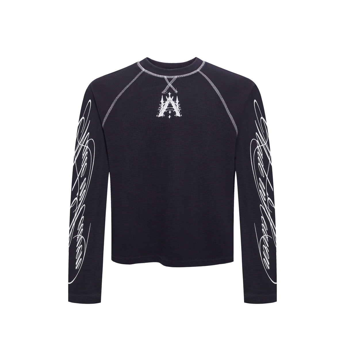 Omirad Script Sleeve Contrast Stitch Long Sleeve Tee
