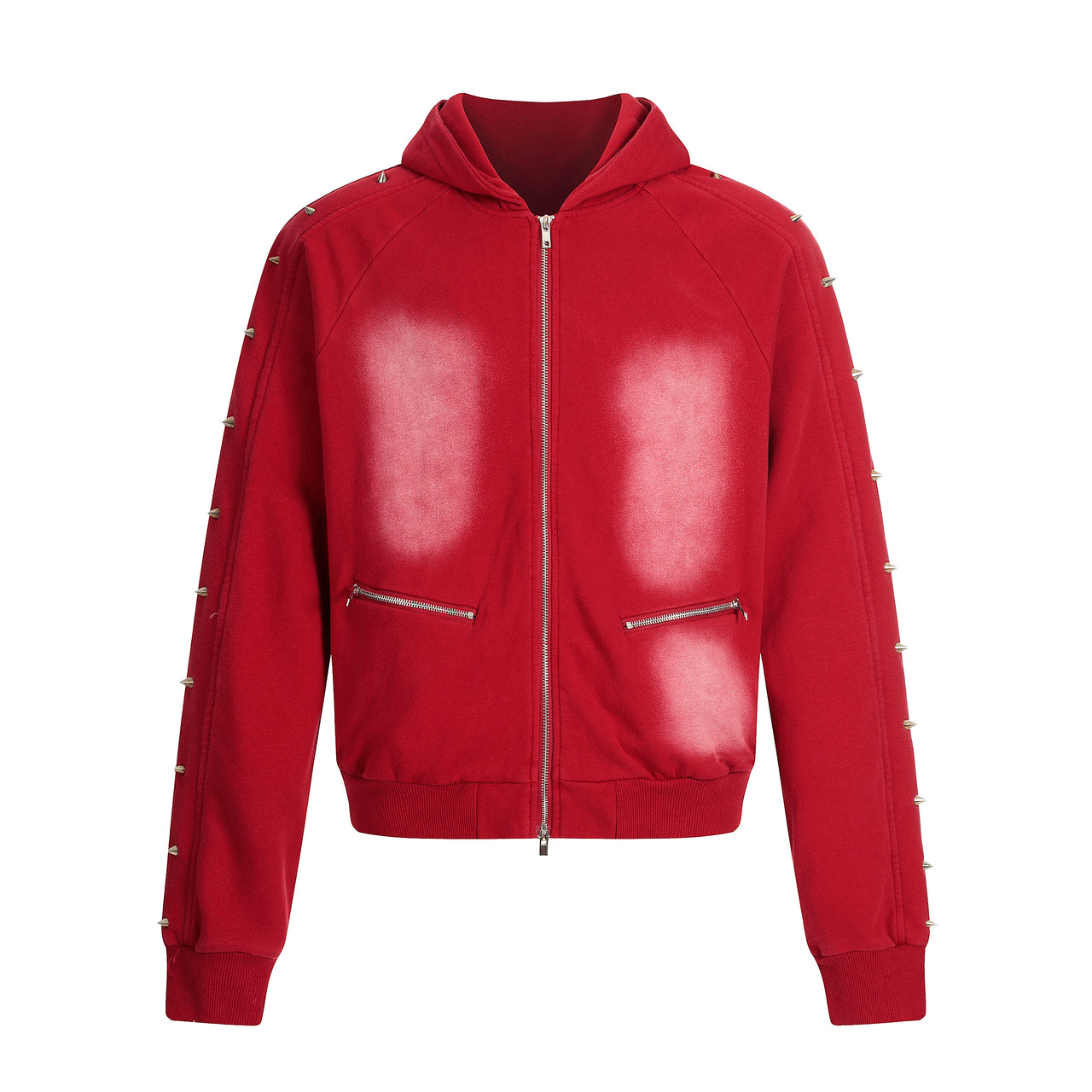 American Street Style Studded Zip-Up Hoodie