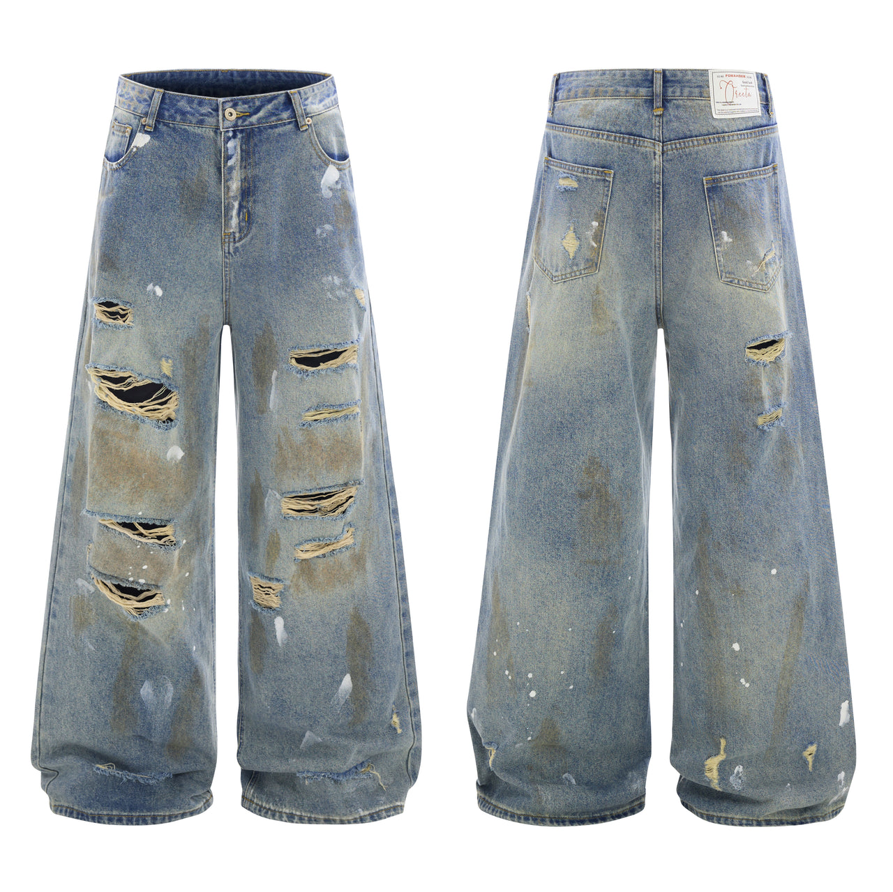 American High Street Splash Dye Ripped Jeans